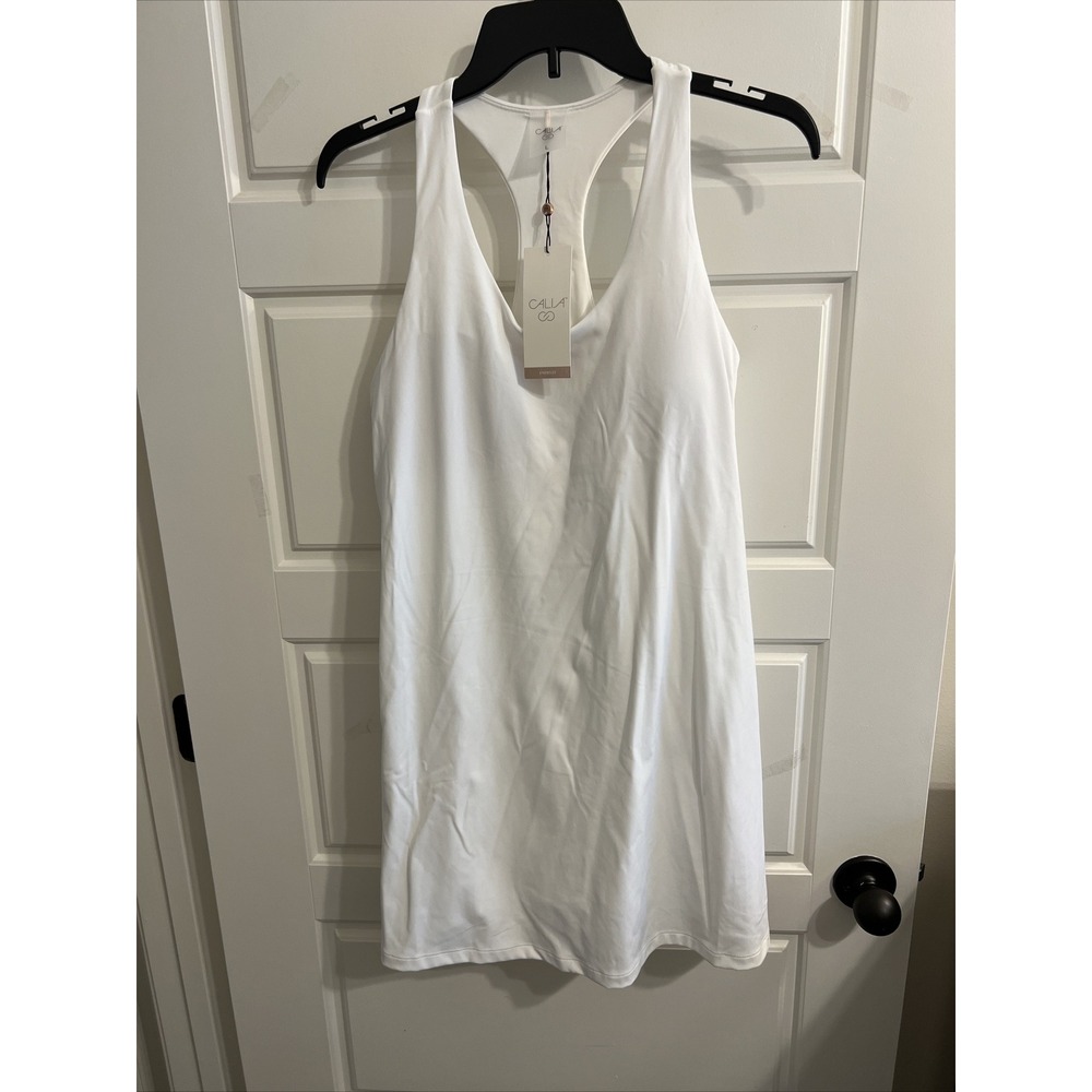 NWT CALIA Pure White Energize Exercise Dress in Size L Pure White